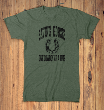 Saving Horses One Cowboy At A Time Graphic Tshirt